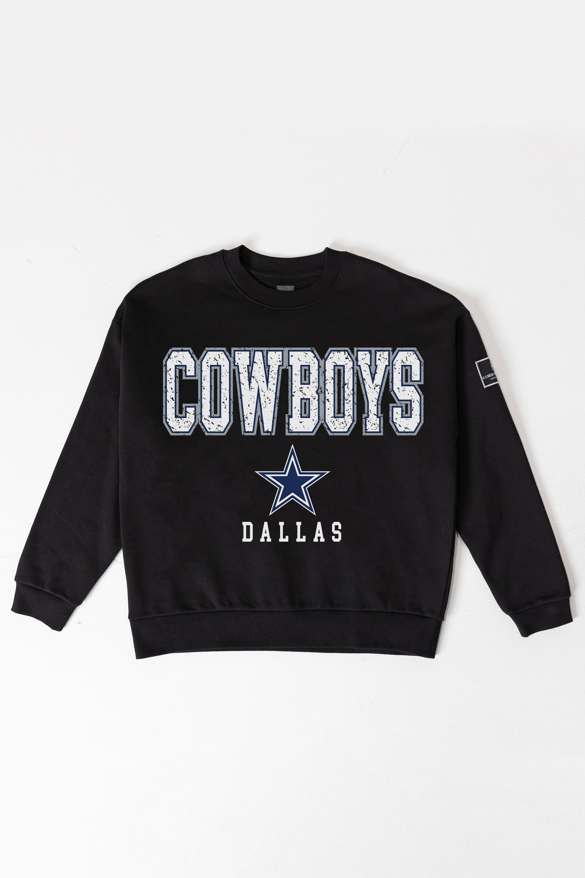 DALLAS COWBOYS LEVEL UP BLACK LABEL PREMIUM FLEECE CREW SWEATSHIRT