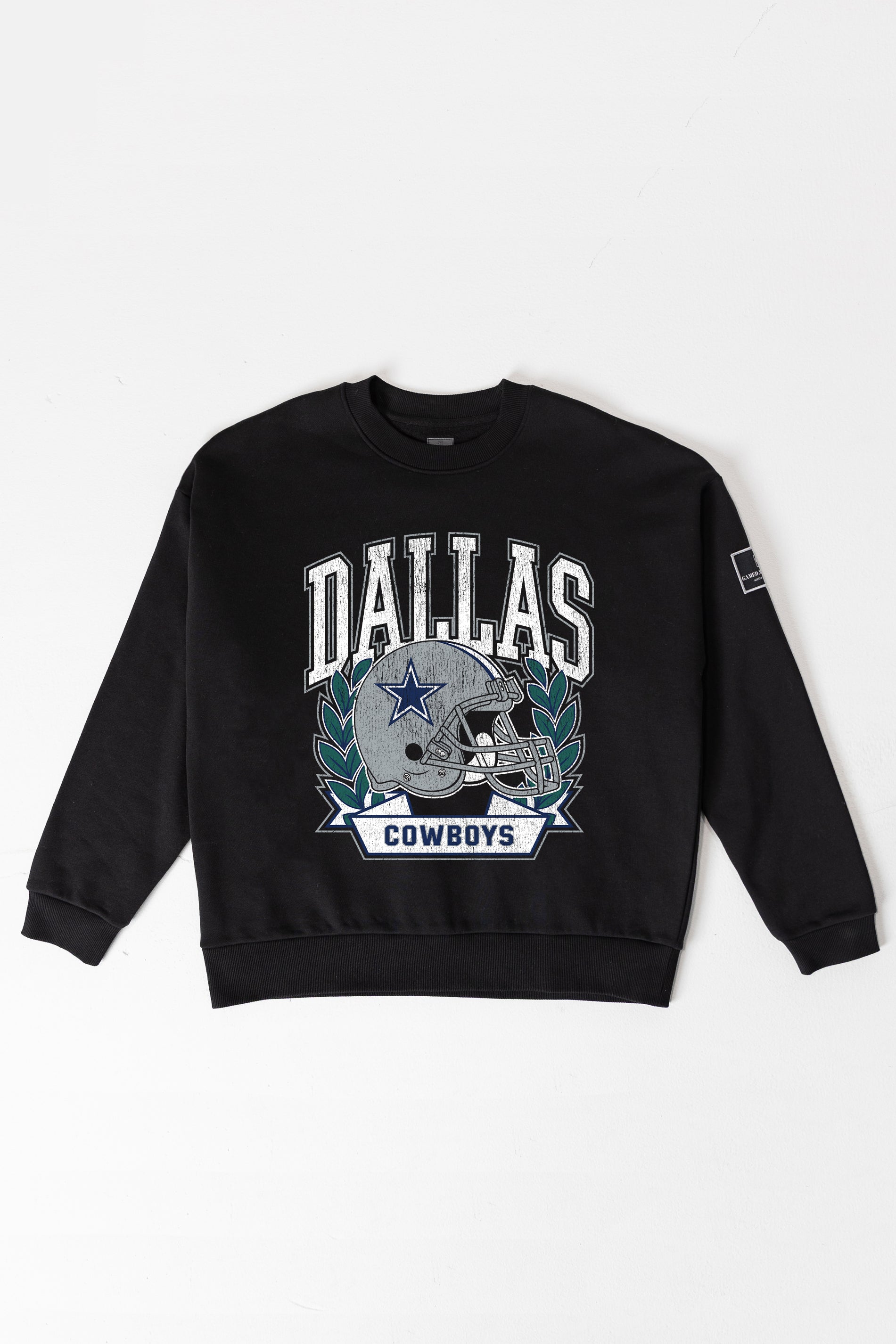 DALLAS COWBOYS VICTORY LANE BLACK LABEL PREMIUM FLEECE CREW SWEATSHIRT