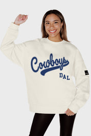 DALLAS COWBOYS CLUTCH MOVE BLACK LABEL PREMIUM FLEECE CREW SWEATSHIRT BY RANDI MAHOMES
