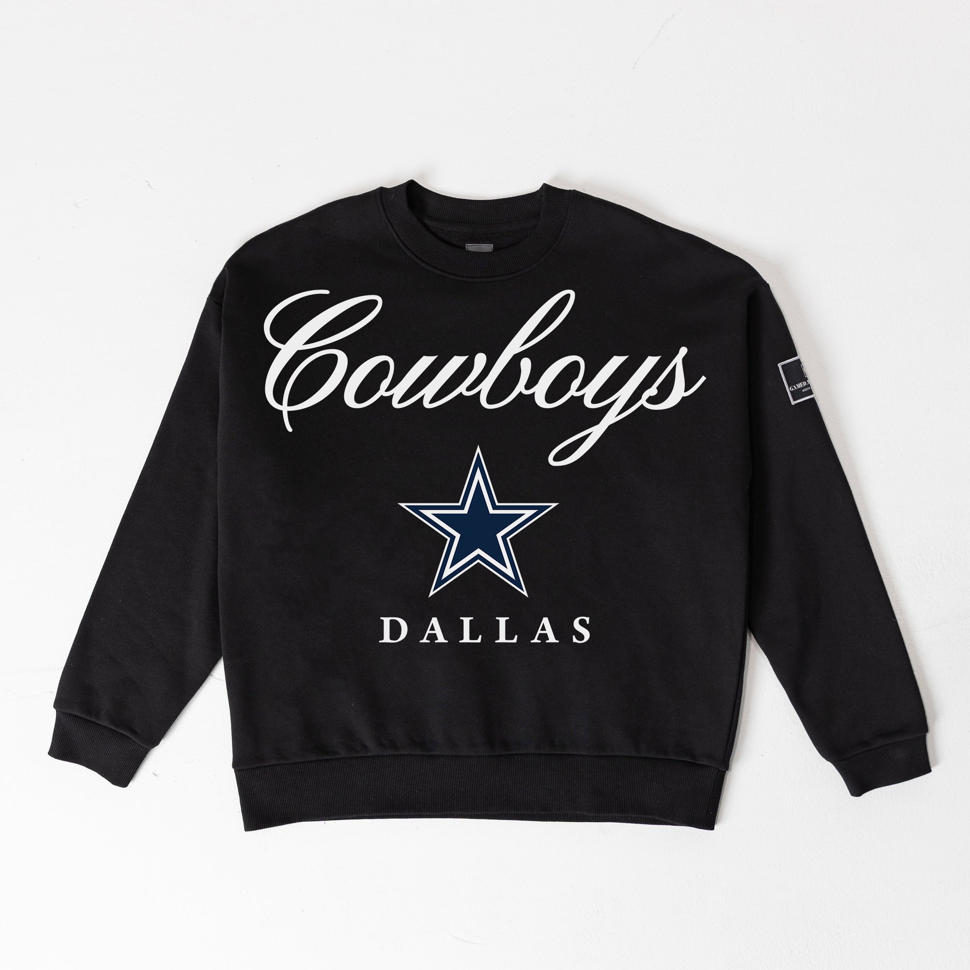 DALLAS COWBOYS LEGACY CLUB BLACK LABEL PREMIUM FLEECE DROP SHOULDER CREWNECK