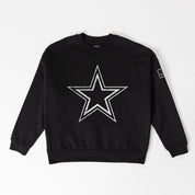 DALLAS COWBOYS BOLD MOVE BLACK LABEL PREMIUM FLEECE DROP SHOULDER CREWNECK