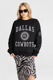 DALLAS COWBOYS FIERCE FLOW BLACK LABEL PREMIUM FLEECE DROP SHOULDER CREWNECK