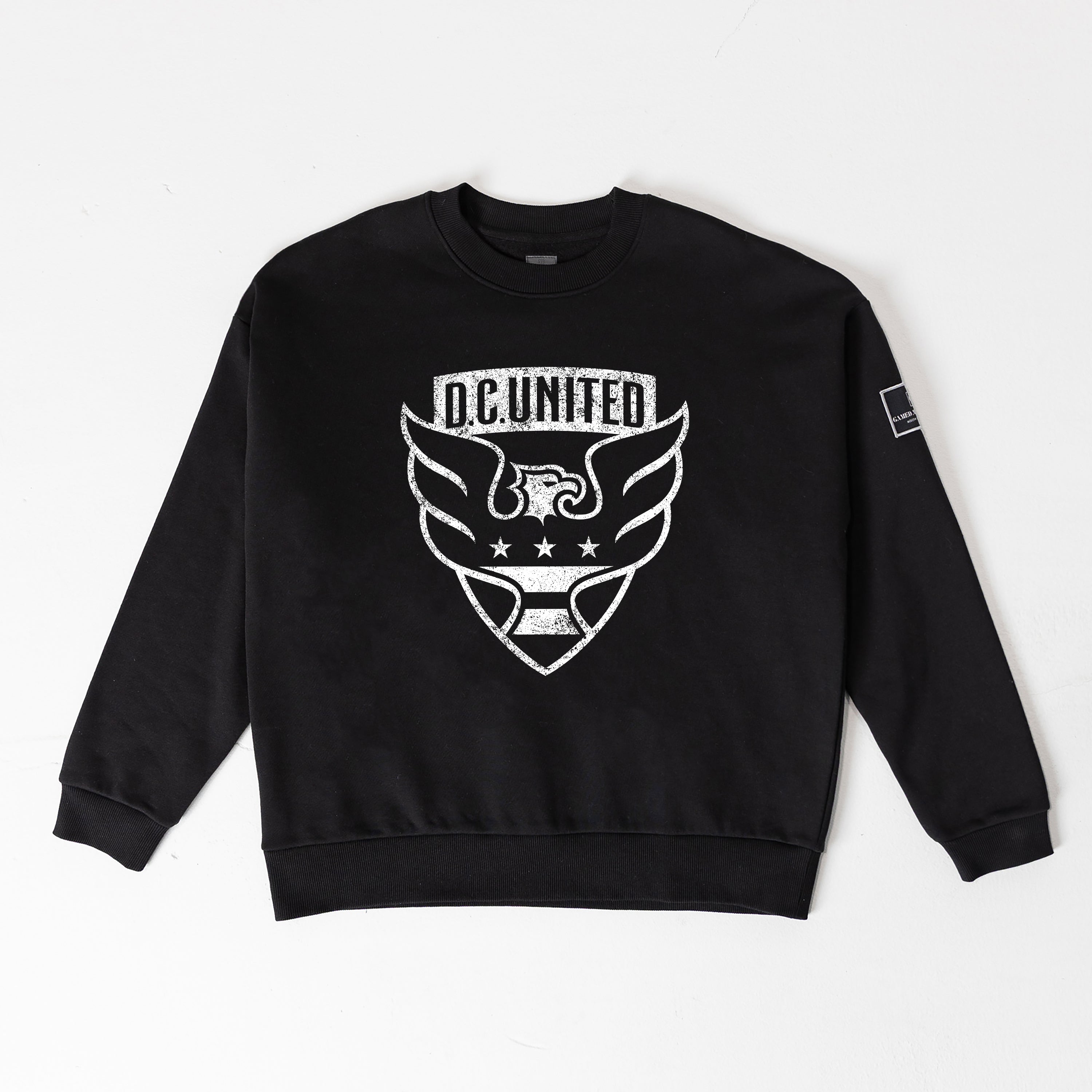 DC UNITED BOLD MOVE BLACK LABEL PREMIUM FLEECE DROP SHOULDER CREWNECK