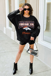 DENVER BRONCOS POWERHOUSE PLAY BLACK LABEL PREMIUM FLEECE CREW SWEATSHIRT