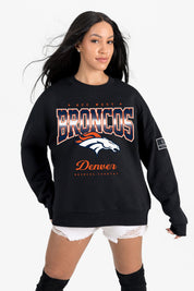 DENVER BRONCOS POWERHOUSE PLAY BLACK LABEL PREMIUM FLEECE CREW SWEATSHIRT