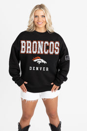 DENVER BRONCOS LEVEL UP BLACK LABEL PREMIUM FLEECE CREW SWEATSHIRT