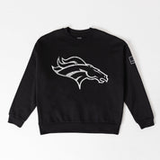 DENVER BRONCOS BOLD MOVE BLACK LABEL PREMIUM FLEECE DROP SHOULDER CREWNECK