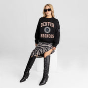 DENVER BRONCOS FIERCE FLOW BLACK LABEL PREMIUM FLEECE DROP SHOULDER CREWNECK