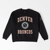 DENVER BRONCOS FIERCE FLOW BLACK LABEL PREMIUM FLEECE DROP SHOULDER CREWNECK