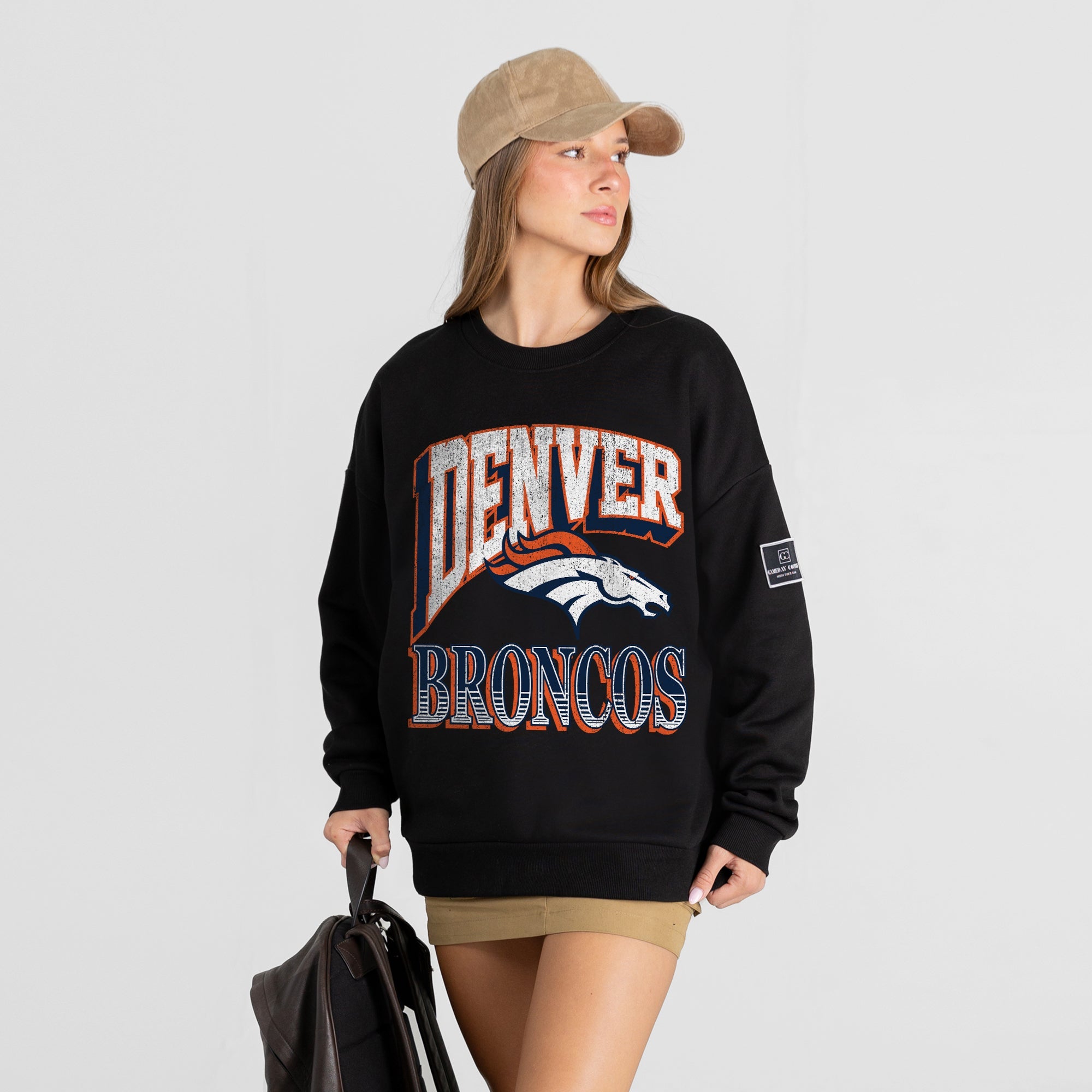 DENVER BRONCOS VICTORY PRIME BLACK LABEL PREMIUM FLEECE DROP SHOULDER CREWNECK