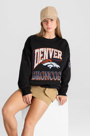 DENVER BRONCOS VICTORY PRIME BLACK LABEL PREMIUM FLEECE DROP SHOULDER CREWNECK