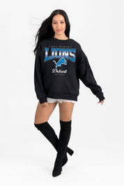 DETROIT LIONS POWERHOUSE PLAY BLACK LABEL PREMIUM FLEECE CREW SWEATSHIRT
