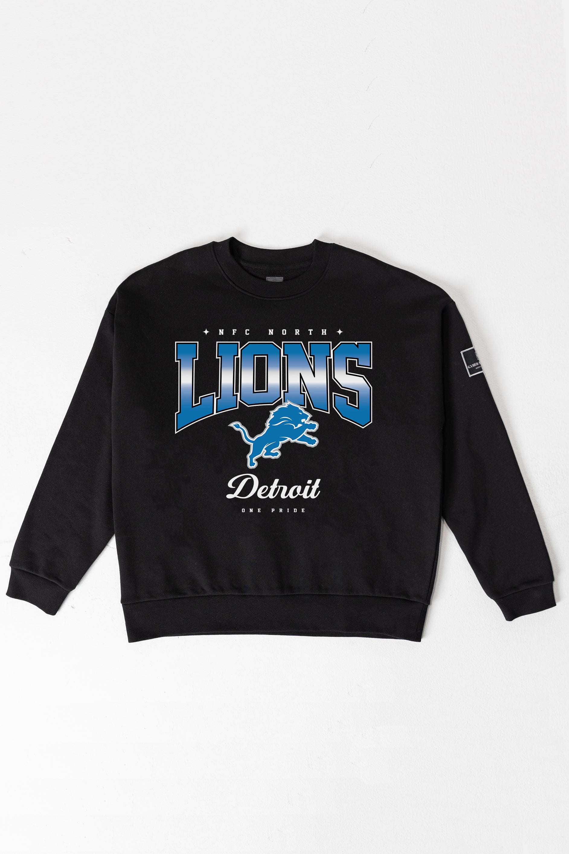 DETROIT LIONS POWERHOUSE PLAY BLACK LABEL PREMIUM FLEECE CREW SWEATSHIRT