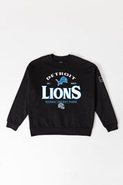 DETROIT LIONS PLAYERS ONLY BLACK LABEL PREMIUM FLEECE DROP SHOULDER CREWNECK