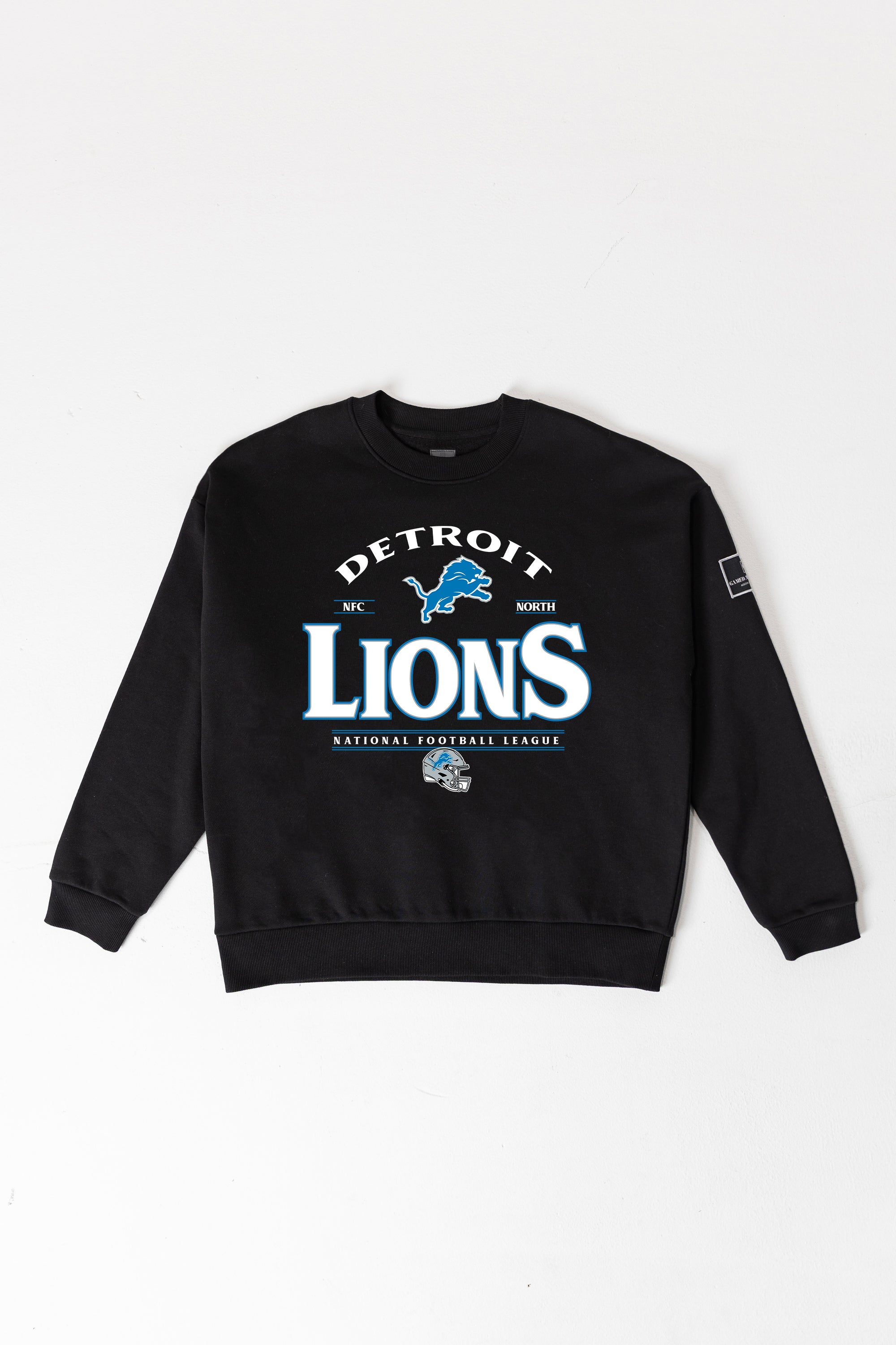 DETROIT LIONS PLAYERS ONLY BLACK LABEL PREMIUM FLEECE DROP SHOULDER CREWNECK