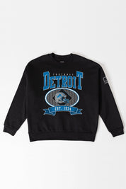DETROIT LIONS BOLD CHEERS BLACK LABEL PREMIUM FLEECE CREW SWEATSHIRT
