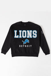 DETROIT LIONS LEVEL UP BLACK LABEL PREMIUM FLEECE CREW SWEATSHIRT