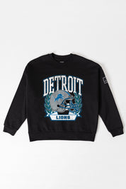 DETROIT LIONS VICTORY LANE BLACK LABEL PREMIUM FLEECE CREW SWEATSHIRT