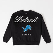 DETROIT LIONS LEGACY CLUB BLACK LABEL PREMIUM FLEECE DROP SHOULDER CREWNECK