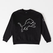 DETROIT LIONS BOLD MOVE BLACK LABEL PREMIUM FLEECE DROP SHOULDER CREWNECK