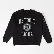 DETROIT LIONS FIERCE FLOW BLACK LABEL PREMIUM FLEECE DROP SHOULDER CREWNECK