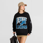 DETROIT LIONS VICTORY PRIME BLACK LABEL PREMIUM FLEECE DROP SHOULDER CREWNECK