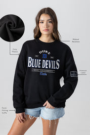 DUKE BLUE DEVILS PLAYERS ONLY BLACK LABEL PREMIUM FLEECE DROP SHOULDER CREWNECK