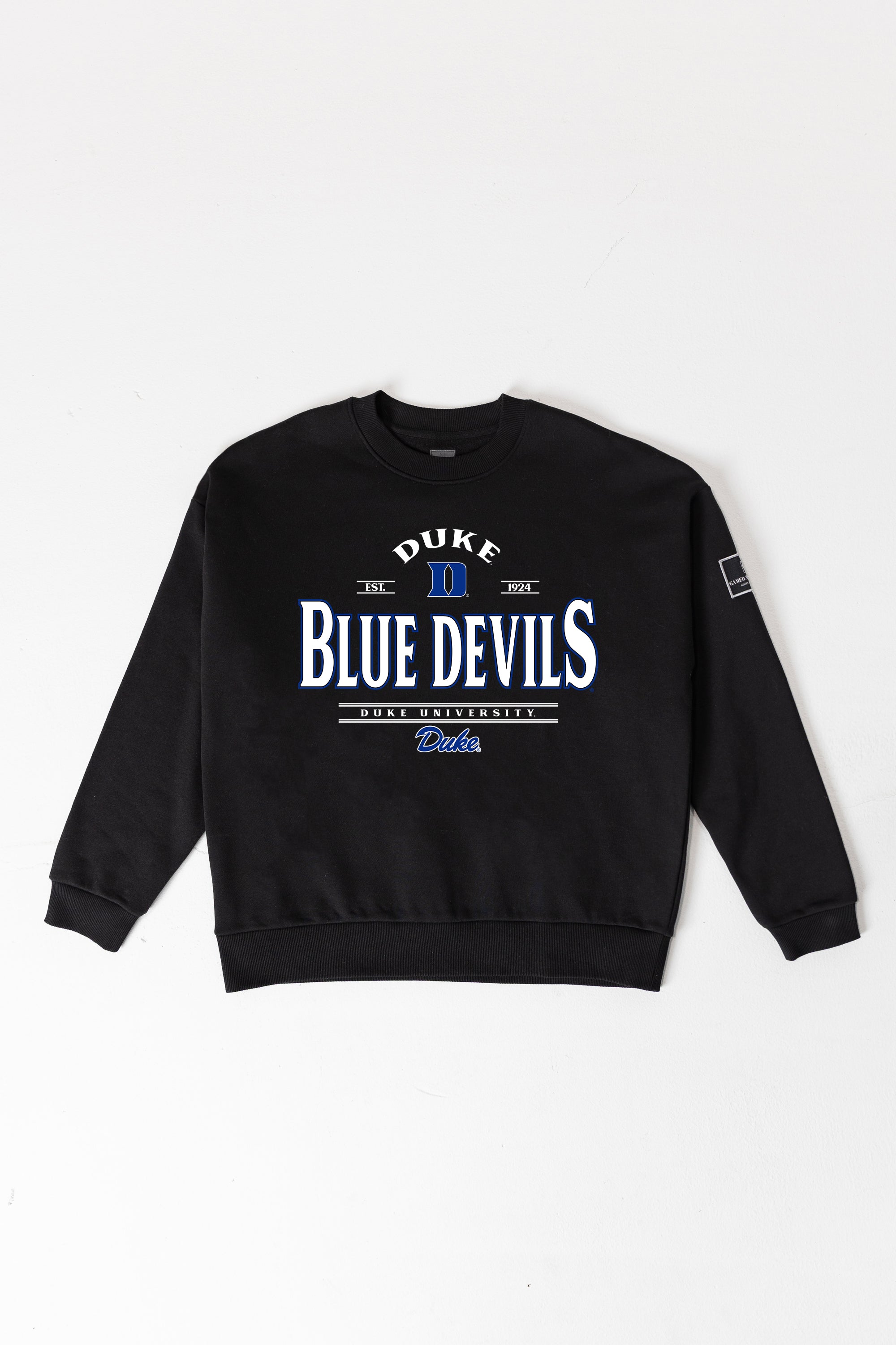 DUKE BLUE DEVILS PLAYERS ONLY BLACK LABEL PREMIUM FLEECE DROP SHOULDER CREWNECK