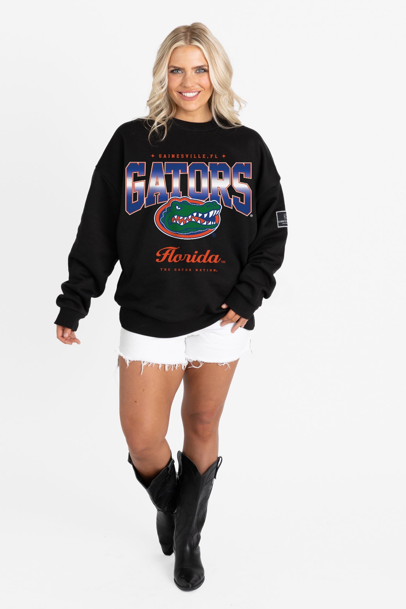 FLORIDA GATORS POWERHOUSE PLAY BLACK LABEL PREMIUM FLEECE CREW SWEATSHIRT