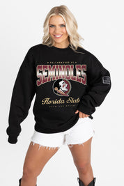 FLORIDA STATE SEMINOLES POWERHOUSE PLAY BLACK LABEL PREMIUM FLEECE CREW SWEATSHIRT