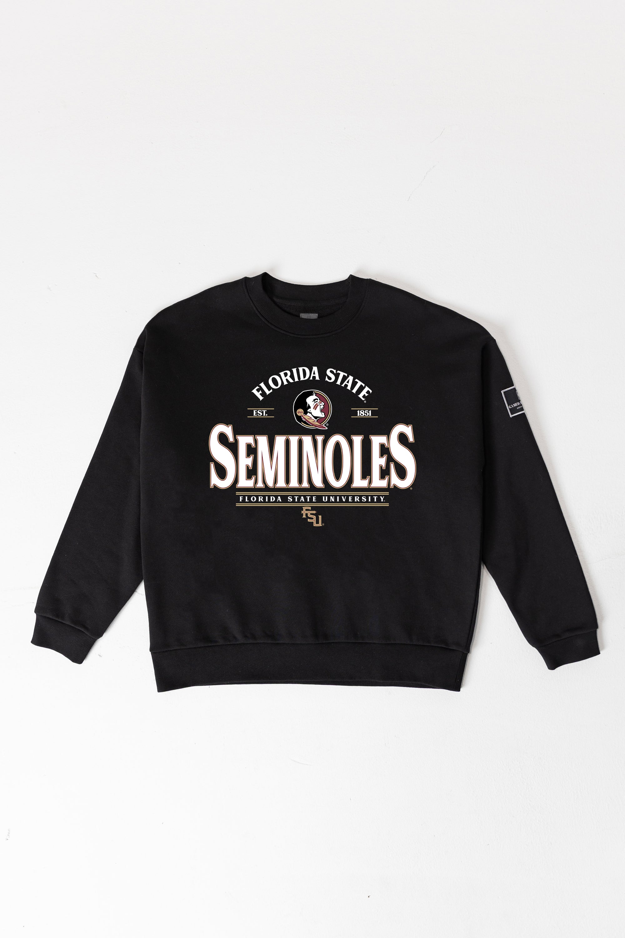 FLORIDA STATE SEMINOLES PLAYERS ONLY BLACK LABEL PREMIUM FLEECE DROP SHOULDER CREWNECK