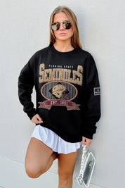 FLORIDA STATE SEMINOLES BOLD CHEERS BLACK LABEL PREMIUM FLEECE CREW SWEATSHIRT