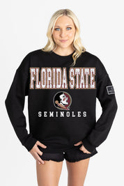 FLORIDA STATE SEMINOLES LEVEL UP BLACK LABEL PREMIUM FLEECE CREW SWEATSHIRT