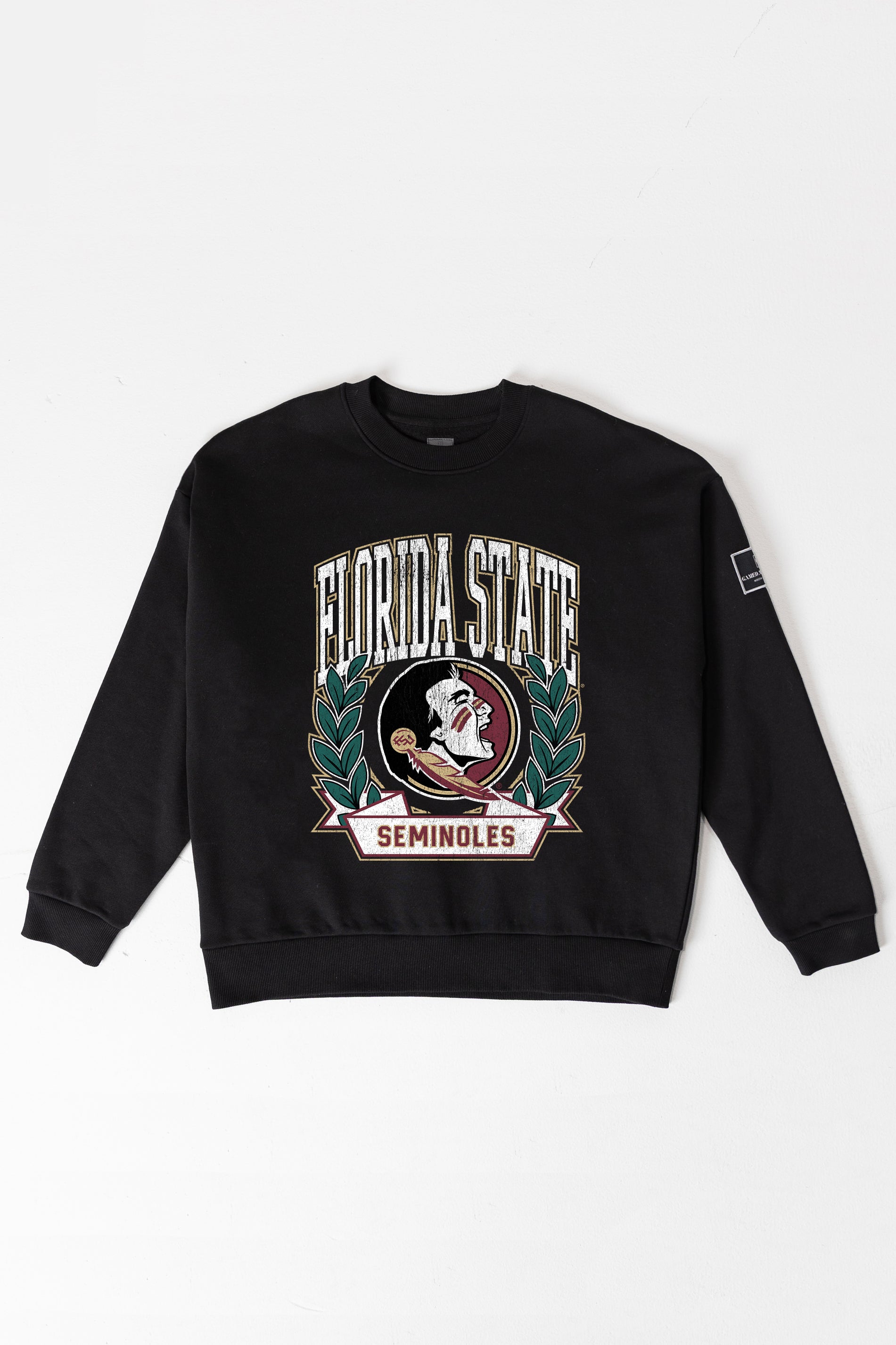 FLORIDA STATE SEMINOLES VICTORY LANE BLACK LABEL PREMIUM FLEECE CREW SWEATSHIRT