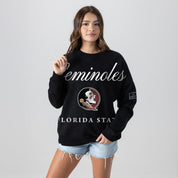 FLORIDA STATE SEMINOLES LEGACY CLUB BLACK LABEL PREMIUM FLEECE DROP SHOULDER CREWNECK