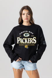 GREEN BAY PACKERS PLAYERS ONLY BLACK LABEL PREMIUM FLEECE DROP SHOULDER CREWNECK