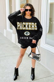GREEN BAY PACKERS LEVEL UP BLACK LABEL PREMIUM FLEECE CREW SWEATSHIRT