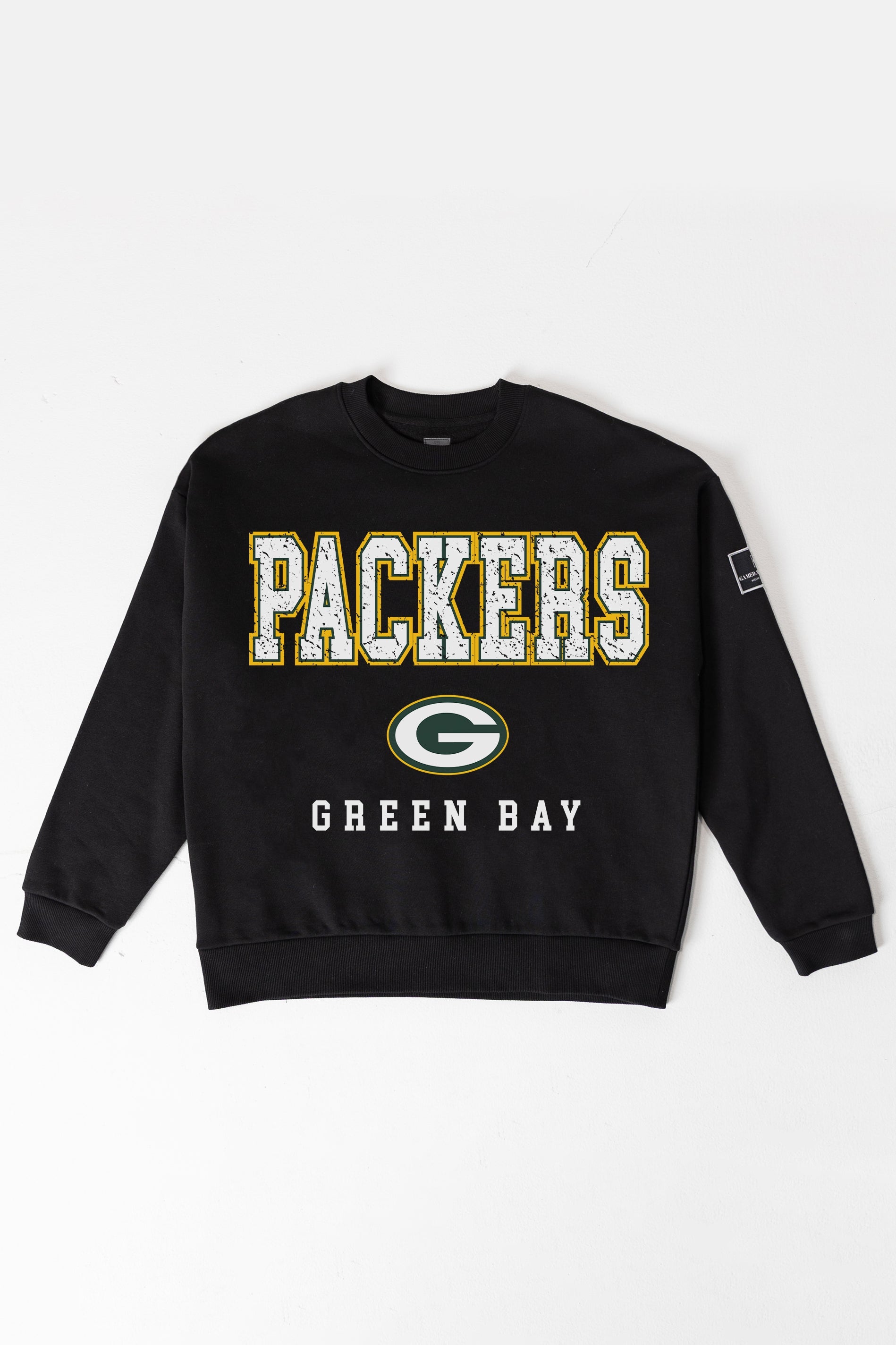 GREEN BAY PACKERS LEVEL UP BLACK LABEL PREMIUM FLEECE CREW SWEATSHIRT