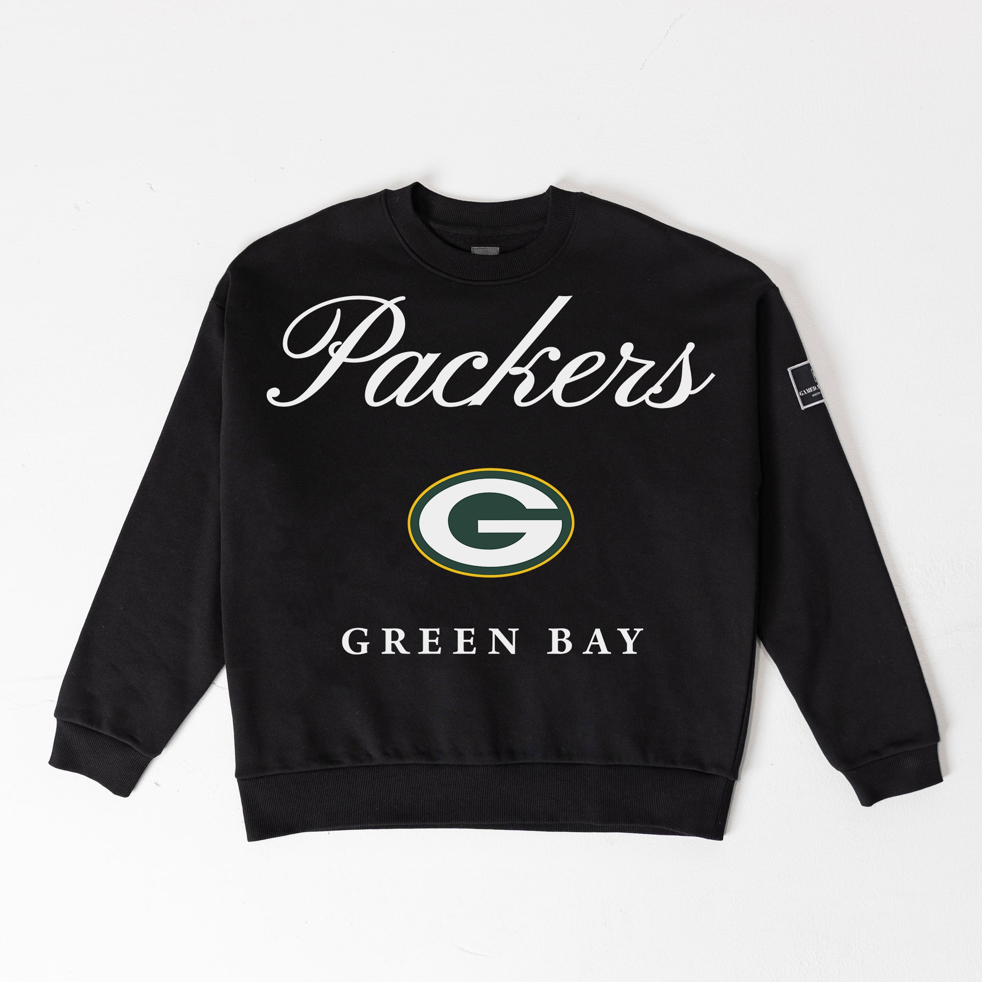 GREEN BAY PACKERS LEGACY CLUB BLACK LABEL PREMIUM FLEECE DROP SHOULDER CREWNECK