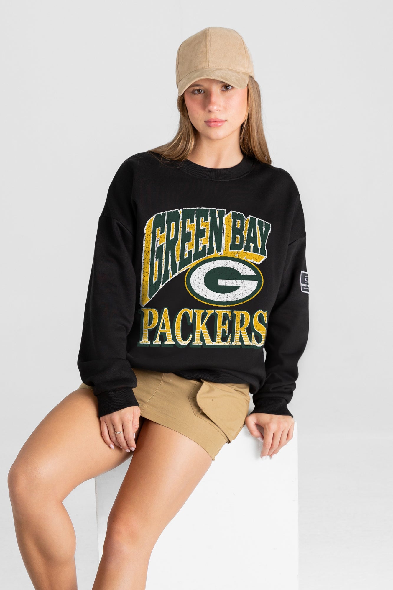 GREEN BAY PACKERS VICTORY PRIME BLACK LABEL PREMIUM FLEECE DROP SHOULDER CREWNECK