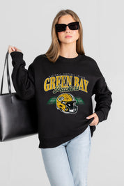 GREEN BAY PACKERS FIELD FOCUS BLACK LABEL PREMIUM FLEECE DROP SHOULDER CREWNECK