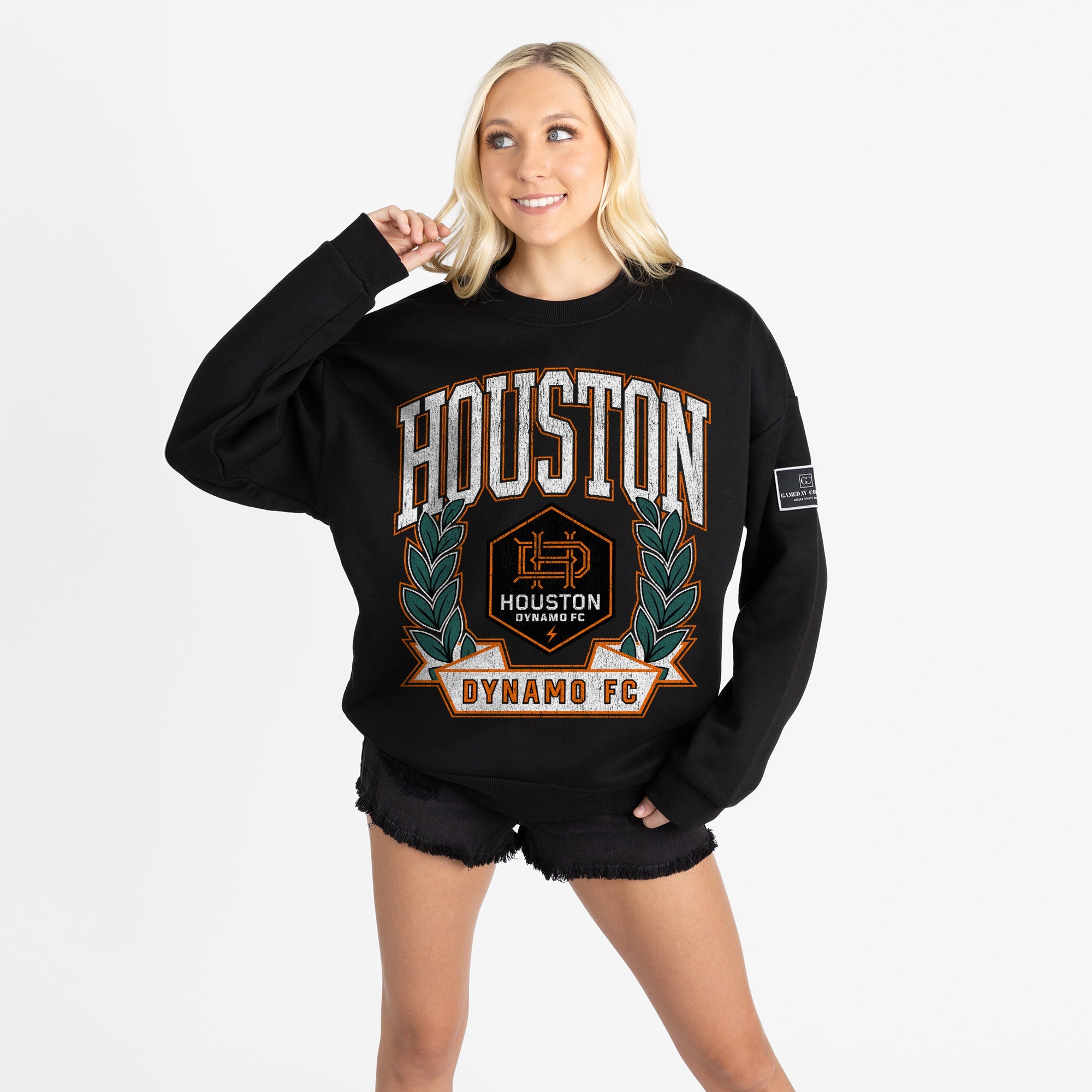 HOUSTON DYNAMO LEGACY CLUB BLACK LABEL PREMIUM FLEECE DROP SHOULDER CREWNECK