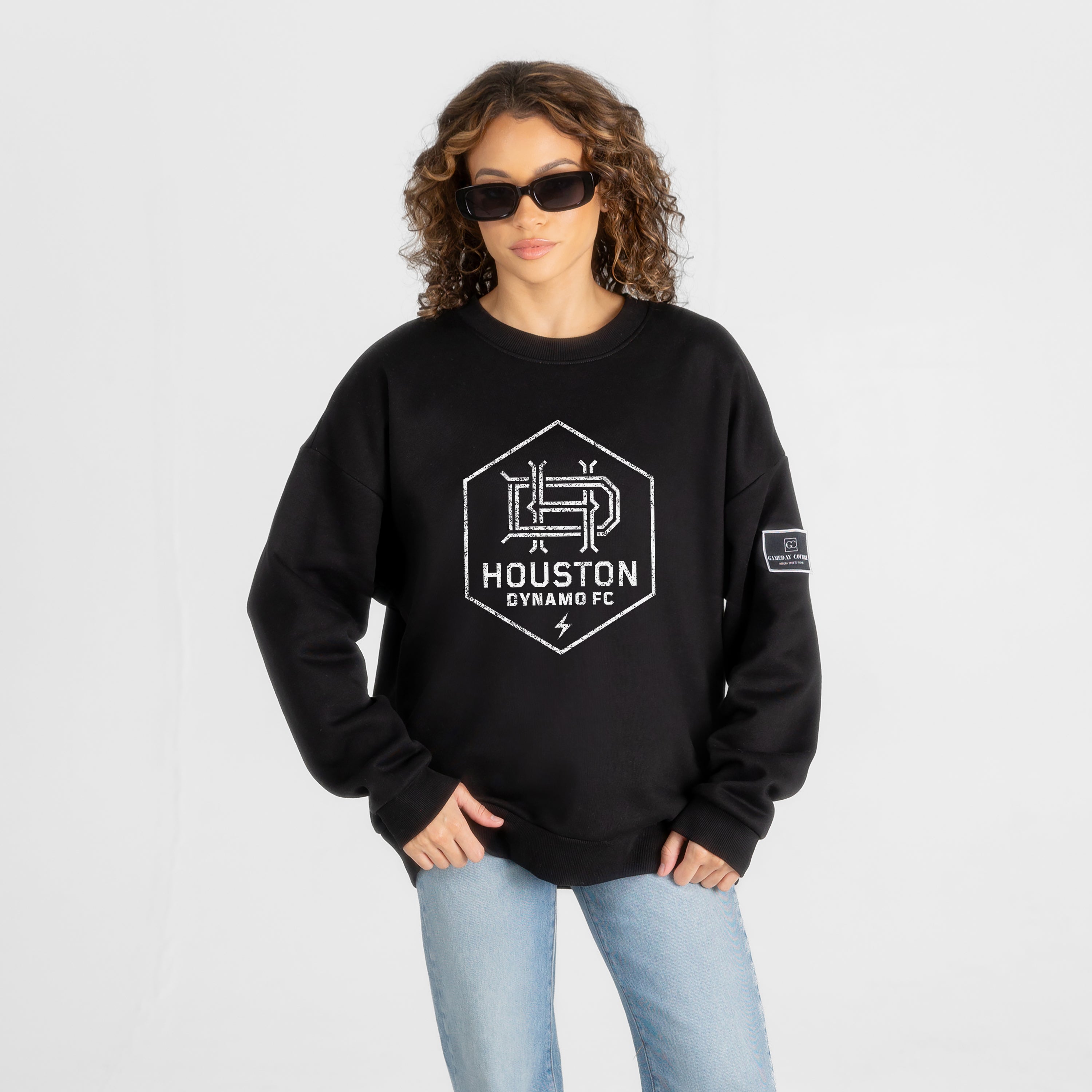 HOUSTON DYNAMO BOLD MOVE BLACK LABEL PREMIUM FLEECE DROP SHOULDER CREWNECK