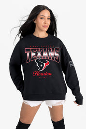 HOUSTON TEXANS POWERHOUSE PLAY BLACK LABEL PREMIUM FLEECE CREW SWEATSHIRT