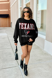 HOUSTON TEXANS LEVEL UP BLACK LABEL PREMIUM FLEECE CREW SWEATSHIRT