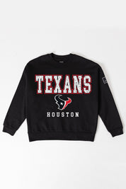 HOUSTON TEXANS LEVEL UP BLACK LABEL PREMIUM FLEECE CREW SWEATSHIRT
