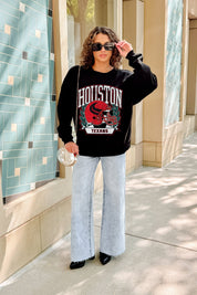 HOUSTON TEXANS VICTORY LANE BLACK LABEL PREMIUM FLEECE CREW SWEATSHIRT