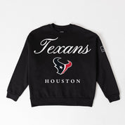 HOUSTON TEXANS LEGACY CLUB BLACK LABEL PREMIUM FLEECE DROP SHOULDER CREWNECK