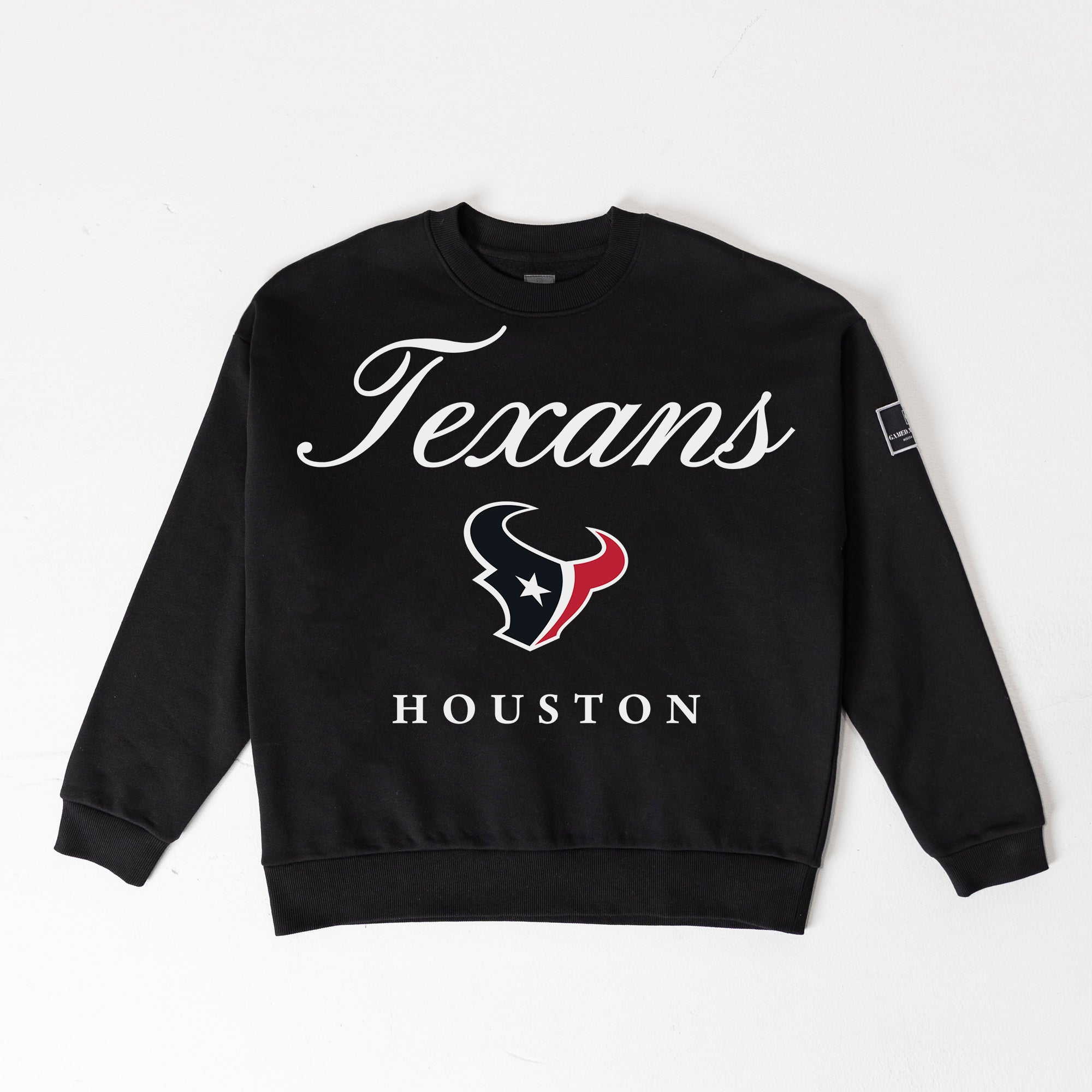 HOUSTON TEXANS LEGACY CLUB BLACK LABEL PREMIUM FLEECE DROP SHOULDER CREWNECK