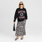 HOUSTON TEXANS FIERCE FLOW BLACK LABEL PREMIUM FLEECE DROP SHOULDER CREWNECK
